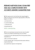 RESEARCH METHODS EXAM 3 EXAM PREP&NewLine;2026 Q&A COMPLETE REVIEW WITH&NewLine;ACCURATE ANSWERS GUARANTEED PASS&NewLine;