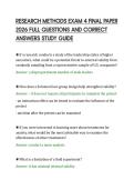 RESEARCH METHODS EXAM 4 FINAL PAPER&NewLine;2026 FULL QUESTIONS AND CORRECT&NewLine;ANSWERS STUDY GUIDE&NewLine;