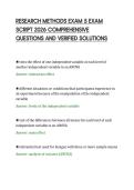 RESEARCH METHODS EXAM 5 EXAM&NewLine;SCRIPT 2026 COMPREHENSIVE&NewLine;QUESTIONS AND VERIFIED SOLUTIONS&NewLine;