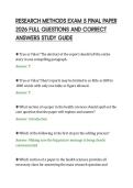 RESEARCH METHODS EXAM 5 FINAL PAPER&NewLine;2026 FULL QUESTIONS AND CORRECT&NewLine;ANSWERS STUDY GUIDE&NewLine;