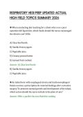 RESPIRATORY HESI PREP UPDATED ACTUAL&NewLine;HIGH-YIELD TOPICS SUMMARY 2026&NewLine;