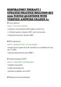 RESPIRATORY THERAPY I&NewLine;UPDATED PRACTICE SOLUTION SET&NewLine;2026 TESTED QUESTIONS WITH&NewLine;VERIFIED ANSWERS GRADED A&plus;