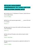 RETAILING MANAGEMENT&NewLine;COMPREHENSIVE TEST PAPER QUESTIONS&NewLine;AND SOLUTIONS GRADED APLUS&NewLine;