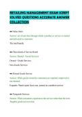 RETAILING MANAGEMENT EXAM SCRIPT&NewLine;SOLVED QUESTIONS ACCURATE ANSWER&NewLine;COLLECTION&NewLine;
