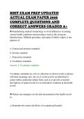 RHIT EXAM PREP UPDATED&NewLine;ACTUAL EXAM PAPER 2026&NewLine;COMPLETE QUESTIONS AND&NewLine;CORRECT ANSWERS GRADED A&plus;&NewLine;