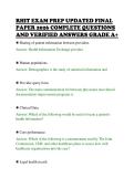 RHIT EXAM PREP UPDATED FINAL&NewLine;PAPER 2026 COMPLETE QUESTIONS&NewLine;AND VERIFIED ANSWERS GRADE A&plus;&NewLine;