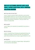 RISE UP CUSTOMER SERVICE AND SALES&NewLine;FINAL PAPER QUESTIONS WITH VERIFIED&NewLine;SOLUTION REVIEW&NewLine;