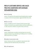 RISE UP CUSTOMER SERVICE AND SALES&NewLine;PRACTICE QUESTIONS WITH DETAILED&NewLine;EXPLANATIONS 2026&NewLine;