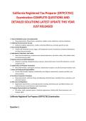 California Registered Tax Preparer &lpar;CRTP&sol;CTEC&rpar; &NewLine;Examination COMPLETE QUESTIONS AND &NewLine;DETAILED SOLUTIONS LATEST UPDATE THIS YEAR &NewLine;JUST RELEASED 