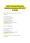EXAM 2 Nursing Informatics Questions and answers 20262027 A&plus; Grade