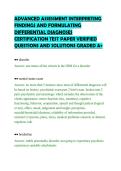ADVANCED ASSESSMENT INTERPRETING&NewLine;FINDINGS AND FORMULATING&NewLine;DIFFERENTIAL DIAGNOSES&NewLine;CERTIFICATION TEST PAPER VERIFIED&NewLine;QUESTIONS AND SOLUTIONS GRADED A&plus;