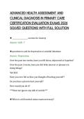 ADVANCED HEALTH ASSESSMENT AND&NewLine;CLINICAL DIAGNOSIS IN PRIMARY CARE&NewLine;CERTIFICATION EVALUATION EXAMS 2026&NewLine;SOLVED QUESTIONS WITH FULL SOLUTION
