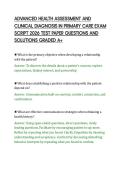 ADVANCED HEALTH ASSESSMENT AND&NewLine;CLINICAL DIAGNOSIS IN PRIMARY CARE EXAM&NewLine;SCRIPT 2026 TEST PAPER QUESTIONS AND&NewLine;SOLUTIONS GRADED A&plus;