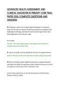 ADVANCED HEALTH ASSESSMENT AND&NewLine;CLINICAL DIAGNOSIS IN PRIMARY CARE FINAL&NewLine;PAPER 2026 COMPLETE QUESTIONS AND&NewLine;ANSWERS