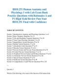 BIOL251 Human Anatomy and &NewLine;Physiology I with Lab Exam Bank &NewLine;Practice Questions with Rationales A and &NewLine;P I High Yield Review Pass Your &NewLine;BIOL251 Final with Confidence