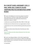 RN CONCEPT BASED ASSESSMENT LEVEL 12&NewLine;FINAL PAPER 2026 COMPLETE SOLVED&NewLine;QUESTIONS PRACTICE REVISION PACK EXPERT&NewLine;REVIEW