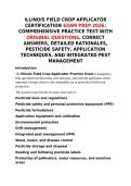 ILLINOIS FIELD CROP APPLICATOR CERTIFICATION EXAM PREP 2026&colon; COMPREHENSIVE PRACTICE TEST WITH ORIGINAL QUESTIONS&comma; CORRECT ANSWERS&comma; DETAILED RATIONALES&comma; PESTICIDE SAFETY&comma; APPLICATION TECHNIQUES&comma; AND INTEGRATED PEST MANAGEMENT