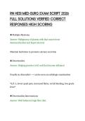 RN HESI MED-SURG EXAM SCRIPT 2026&NewLine;FULL SOLUTIONS VERIFIED CORRECT&NewLine;RESPONSES HIGH SCORING&NewLine;