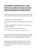 RN LEADERSHIP ONLINE PRACTICE 5 FINAL&NewLine;PAPER 2026 COMPLETE SOLVED QUESTIONS&NewLine;PRACTICE REVISION PACK EXPERT REVIEW&NewLine;