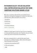 RN PHARMACOLOGY VATI RE EVALUATION&NewLine;2026 CERTIFICATION EVALUATION TEST PAPER&NewLine;QUESTIONS SOLUTIONS GRADED A PLUS