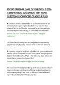 RN VATI NURSING CARE OF CHILDREN 2 2026&NewLine;CERTIFICATION EVALUATION TEST PAPER&NewLine;QUESTIONS SOLUTIONS GRADED A PLUS&NewLine;