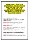 NFHS FOOTBALL RULES EXAM QUESTION BANK 2026&sol;2027 PRACTICE QUESTIONS AND STUDY GUIDE COMPLETE 300 REAL EXAM QUESTIONS AND VERIFIED CORRECT ANSWERS ALREADY GRADED A&plus; GURANTEED SUCCESS