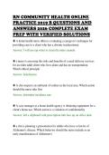 RN COMMUNITY HEALTH ONLINE&NewLine;PRACTICE 2019 B QUESTIONS AND&NewLine;ANSWERS 2026 COMPLETE EXAM&NewLine;PREP WITH VERIFIED SOLUTIONS&NewLine;