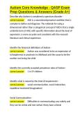Autism Core Knowledge - QASP Exam Prep Questions & Answers &lpar;Grade A&plus;&rpar;&period;docx&NewLine;&NewLine;