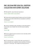 RNC OB EXAM PREP 2026 FULL QUESTION&NewLine;COLLECTION WITH EXPERT SOLUTIONS&NewLine;