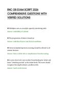 RNC OB EXAM SCRIPT 2026&NewLine;COMPREHENSIVE QUESTIONS WITH&NewLine;VERIFIED SOLUTIONS&NewLine;