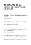 RNC OB FINAL PAPER 2026 FULL&NewLine;QUESTIONS AND CORRECT ANSWERS&NewLine;ALREADY PASSED&NewLine;