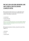RNC NIC 2026 HIGH RISK NEWBORN CARE&NewLine;AND CLINICAL PRACTICE REVIEW&NewLine;COMPLETE NOTES&NewLine;