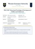 WGU D307 Educational Psychology & Development of Children and Adolescents OA Exam &lpar;Latest 2026&sol;2027 Update&rpar; &vert; Q&A with Verified Answers and Detailed Rationales &vert; A&plus; Graded &vert; Western Governors University