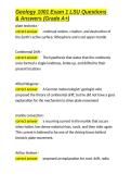 Geology 1001 Exam 1 LSU Questions & Answers &lpar;Grade A&plus;&rpar;&period;docx&NewLine;&NewLine;