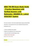 HESI 799 RN Exam Study Guide &ndash; Practice Questions with &NewLine;Verified Answers with &NewLine;Rationales&period; GRADED A&plus;&period; Latest &NewLine;2026&sol;2027 Update 