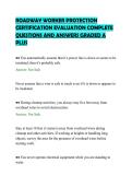 ROADWAY WORKER PROTECTION&NewLine;CERTIFICATION EVALUATION COMPLETE&NewLine;QUESTIONS AND ANSWERS GRADED A&NewLine;PLUS&NewLine;