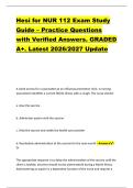 Hesi for NUR 112 Exam Study &NewLine;Guide &ndash; Practice Questions &NewLine;with Verified Answers&period; GRADED &NewLine;A&plus;&period; Latest 2026&sol;2027 Update 