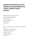 ADVANCED PATHOPHYSIOLOGY EXAM 2&NewLine;UPDATED ACTUAL EXAM QUESTIONS AND&NewLine;CORRECT ANSWERS COMPLETE&NewLine;SOLUTION