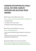 ADVANCED PATHOPHYSIOLOGY EXAM 3&NewLine;ACTUAL TEST PAPER COMPLETE&NewLine;QUESTIONS AND SOLUTIONS TESTED&NewLine;ANSWERS