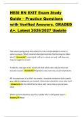 HESI RN EXIT Exam Study &NewLine;Guide &ndash; Practice Questions &NewLine;with Verified Answers&period; GRADED &NewLine;A&plus;&period; Latest 2026&sol;2027 Update 