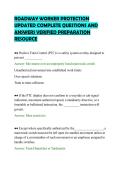 ROADWAY WORKER PROTECTION&NewLine;UPDATED COMPLETE QUESTIONS AND&NewLine;ANSWERS VERIFIED PREPARATION&NewLine;RESOURCE