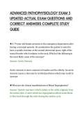 ADVANCED PATHOPHYSIOLOGY EXAM 3&NewLine;UPDATED ACTUAL EXAM QUESTIONS AND&NewLine;CORRECT ANSWERS COMPLETE STUDY&NewLine;GUIDE