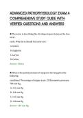 ADVANCED PATHOPHYSIOLOGY EXAM 4&NewLine;COMPREHENSIVE STUDY GUIDE WITH&NewLine;VERIFIED QUESTIONS AND ANSWERS
