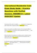 International Residential Code &NewLine;Exam Study Guide &ndash; Practice &NewLine;Questions with Verified &NewLine;Answers&period; GRADED A&plus;&period; Latest &NewLine;2026&sol;2027 Update 