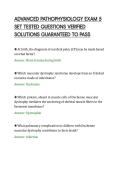 ADVANCED PATHOPHYSIOLOGY EXAM 5&NewLine;SET TESTED QUESTIONS VERIFIED&NewLine;SOLUTIONS GUARANTEED TO PASS