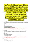New York Real Estate Broker License &NewLine;Exam &mdash; REB Practice Questions And &NewLine;Answers Newest &lpar;2025 - 2026 Update&rpar; &NewLine;From Real Past Papers Questions &ndash; Set &NewLine;150 Most Common Actual Exam &NewLine;Frequently Tested Questions And &NewLine;Answers In Details 100&percnt; Verified &NewLine;Exam