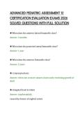 ADVANCED PEDIATRIC ASSESSMENT 12&NewLine;CERTIFICATION EVALUATION EXAMS 2026&NewLine;SOLVED QUESTIONS WITH FULL SOLUTION