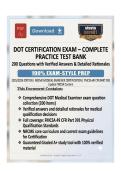 DOT Certification Exam 2025&sol;2026 &ndash; Complete Test Bank with 350&plus; Real Exam Questions & Verified Answers &vert; NRCME FMCSA Medical Examiner Certification Prep &vert; Updated 2025&sol;2026 Edition &vert; Graded A&plus;
