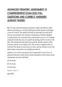 ADVANCED PEDIATRIC ASSESSMENT 12&NewLine;COMPREHENSIVE EXAM 2026 FULL&NewLine;QUESTIONS AND CORRECT ANSWERS&NewLine;ALREADY PASSED