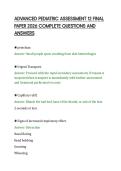 ADVANCED PEDIATRIC ASSESSMENT 12 FINAL&NewLine;PAPER 2026 COMPLETE QUESTIONS AND&NewLine;ANSWERS